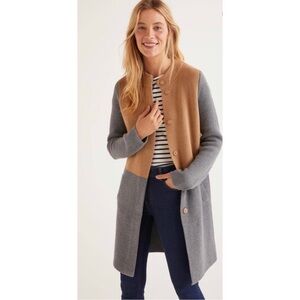 Boden Claudia Coatigan, 2 tone- tan and gray, midi length, US size 6